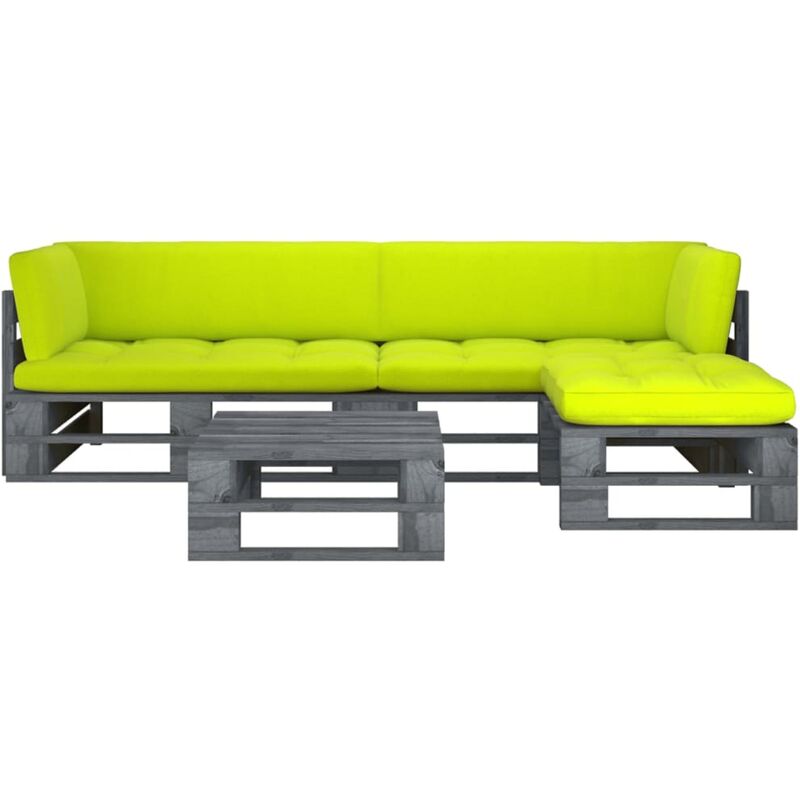 

Muebles de palets 4 pzas y cojines madera pino impregnada gris