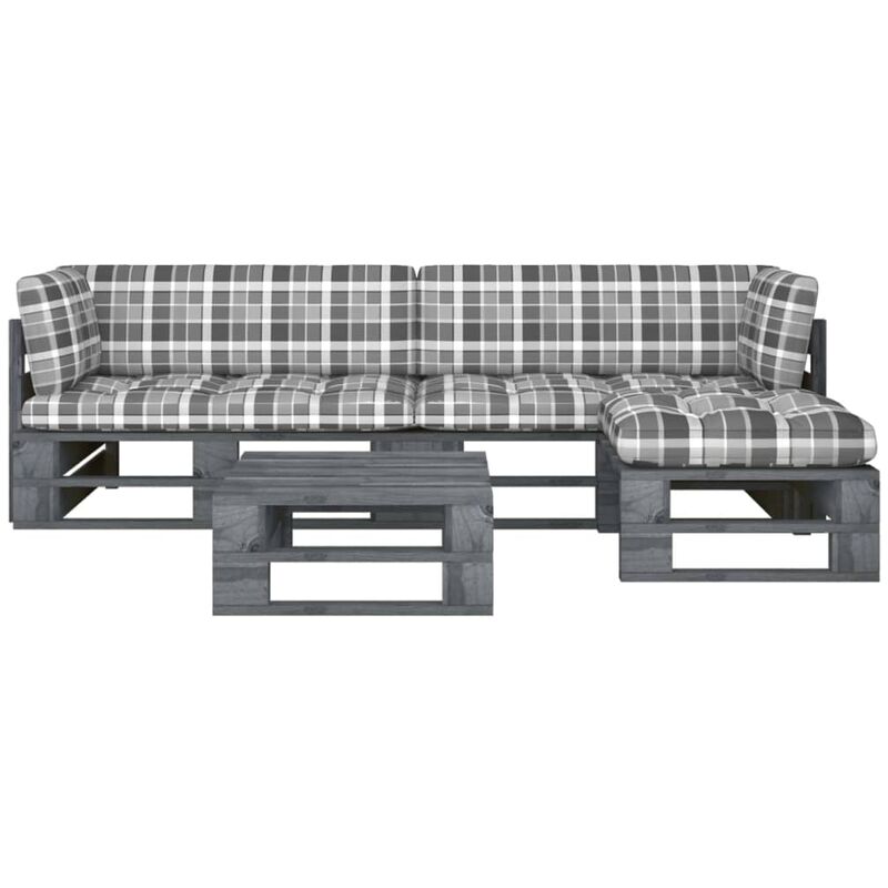 

Muebles de palets 4 pzas y cojines madera pino impregnada gris