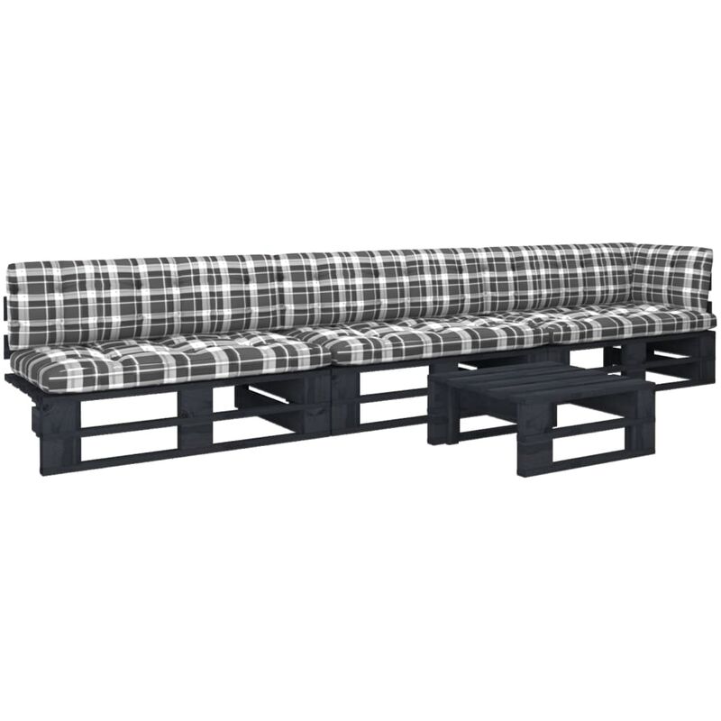 

Muebles de palets 4 pzas y cojines madera pino impregnada negro