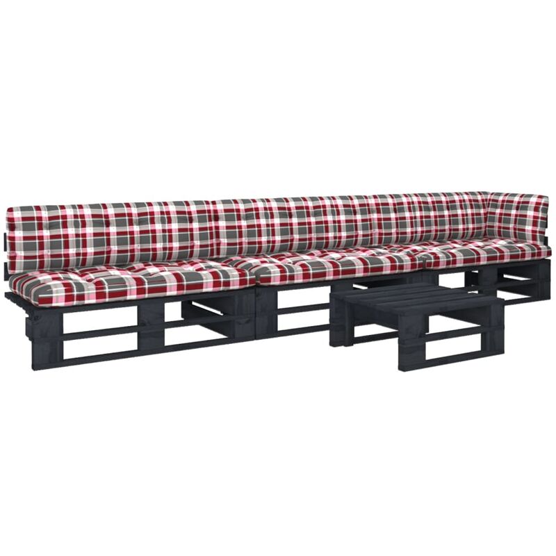 

Muebles de palets 4 pzas y cojines madera pino impregnada negro