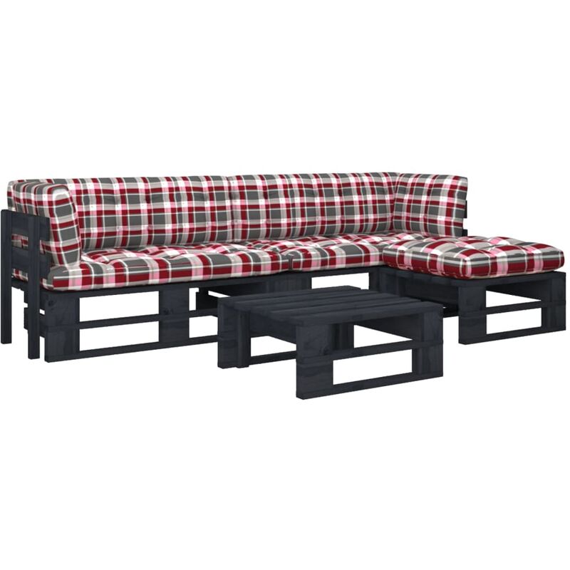 

Muebles de palets 4 pzas y cojines madera pino impregnada negro