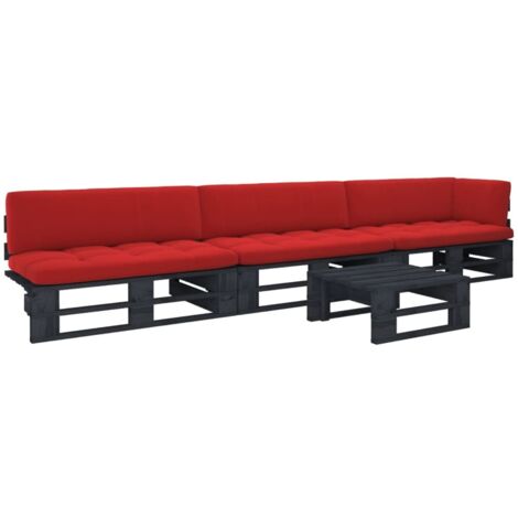 Muebles de palets 4 pzas y cojines madera pino impregnada negro