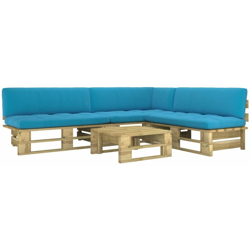 

Muebles de palets 4 pzas y cojines madera pino impregnada verde