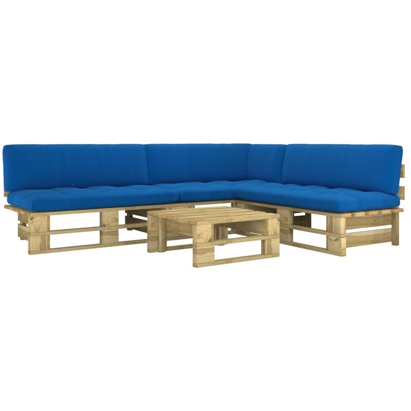 

Muebles de palets 4 pzas y cojines madera pino impregnada verde