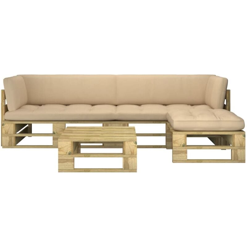 

Muebles de palets 4 pzas y cojines madera pino impregnada verde