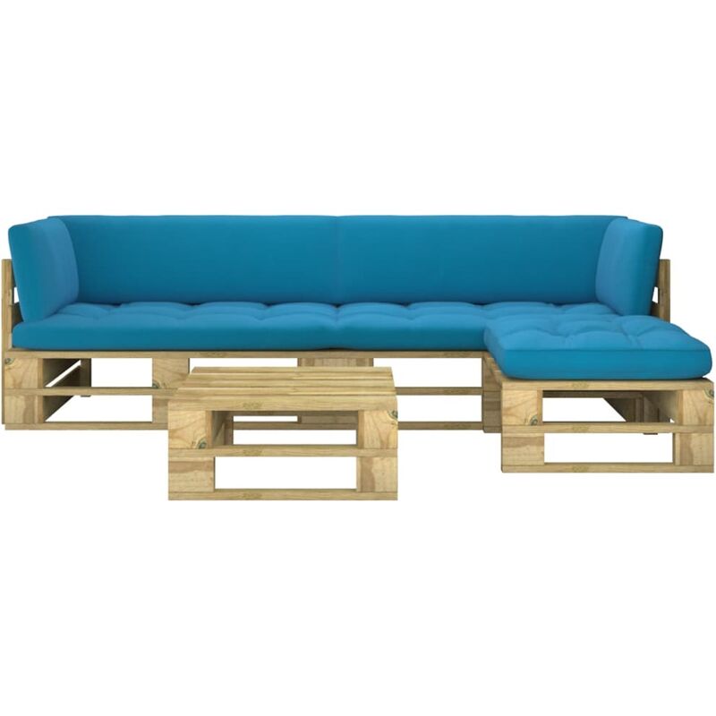 

Muebles de palets 4 pzas y cojines madera pino impregnada verde