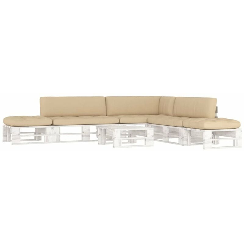 

Happyshopping - Muebles de palets 6 pzas cojines madera pino impregnada blanco