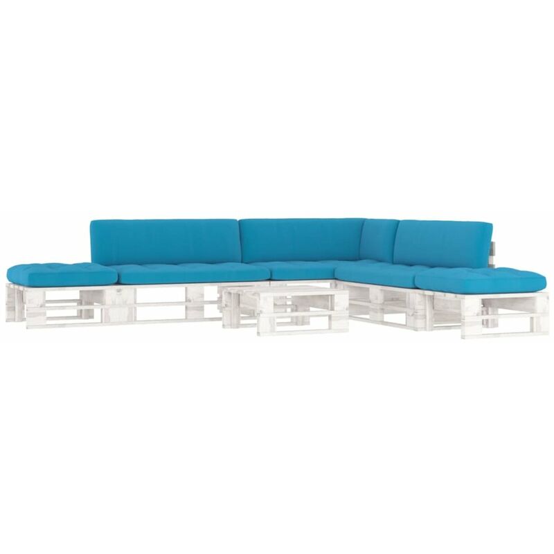 

Happyshopping - Muebles de palets 6 pzas cojines madera pino impregnada blanco