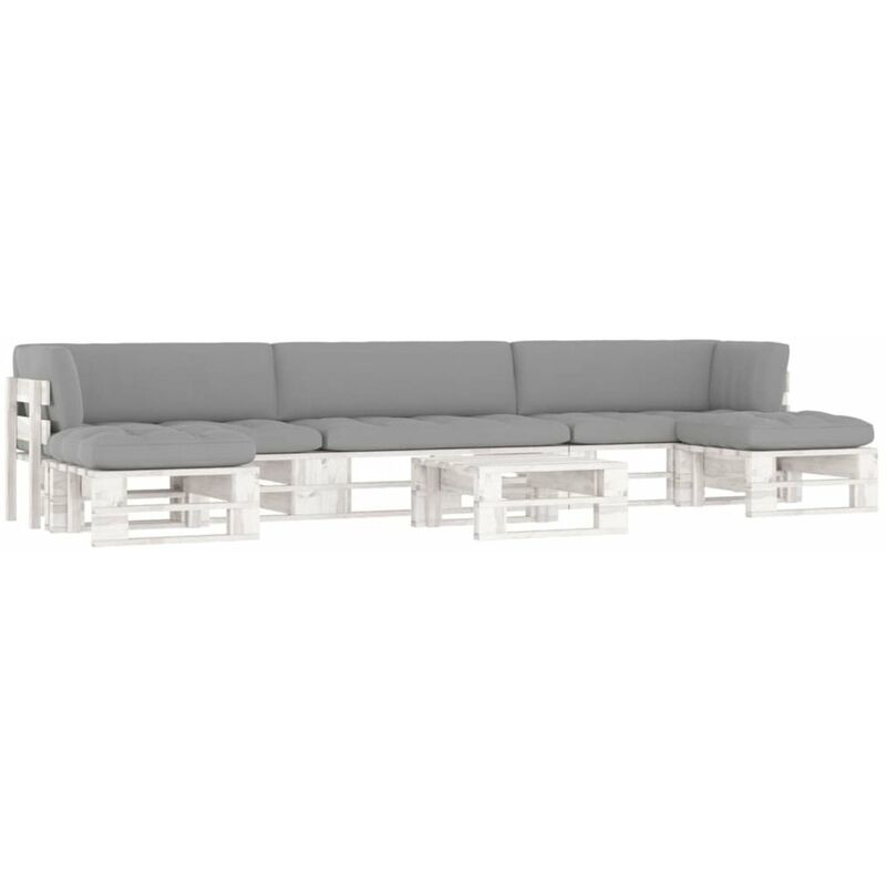 

Muebles de palets 6 pzas cojines madera pino impregnada blanco