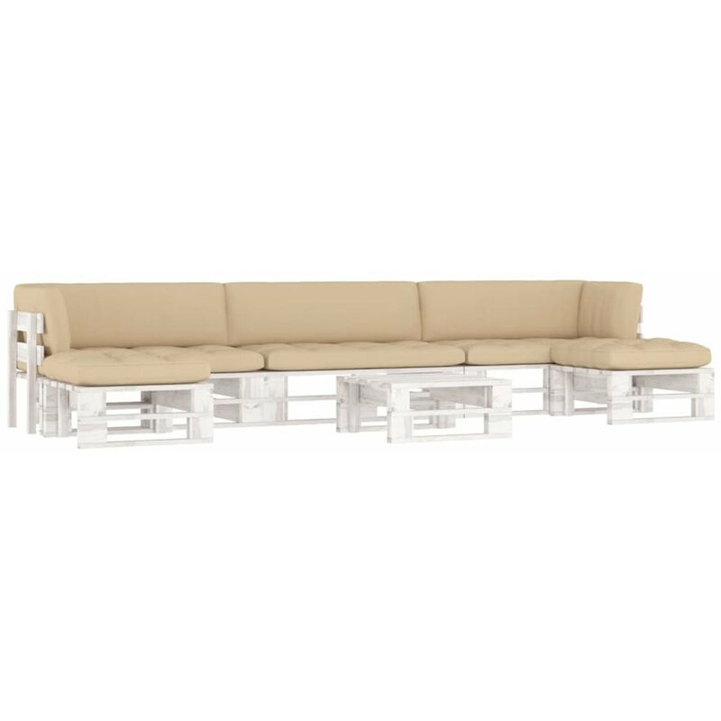 

Happyshopping - Muebles de palets 6 pzas cojines madera pino impregnada blanco