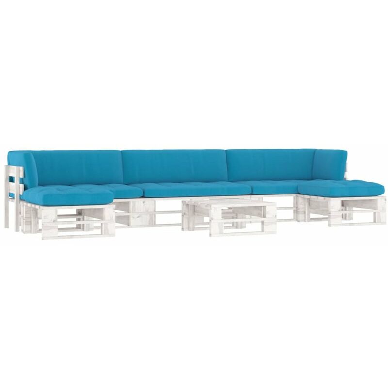

Happyshopping - Muebles de palets 6 pzas cojines madera pino impregnada blanco