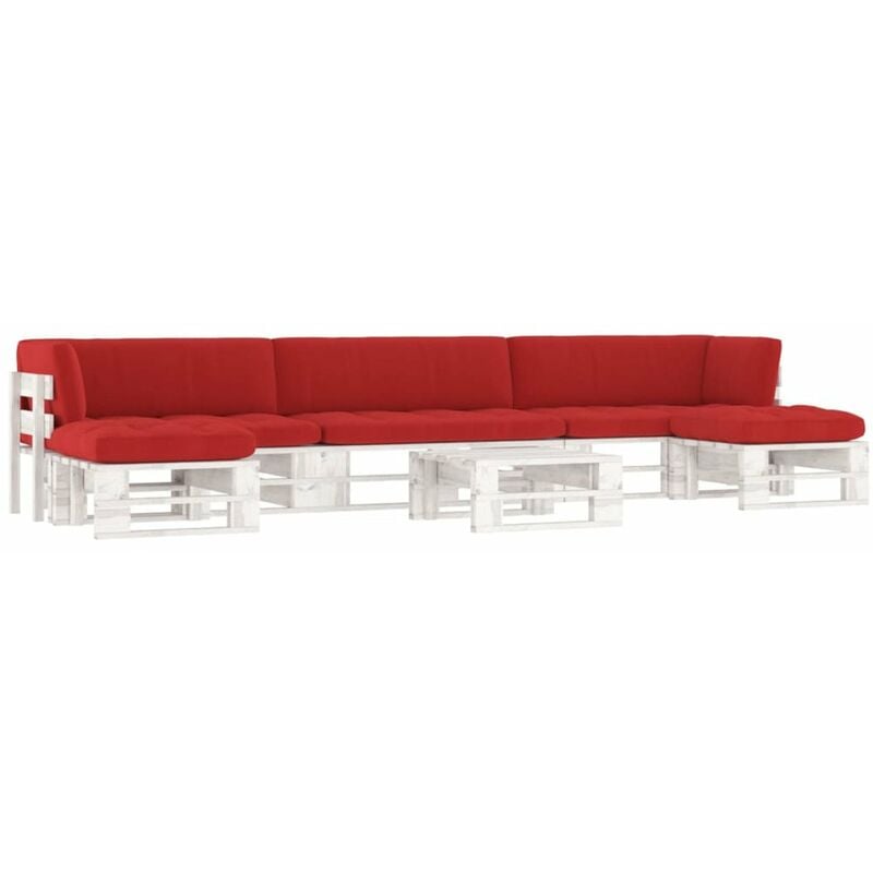 

Happyshopping - Muebles de palets 6 pzas cojines madera pino impregnada blanco