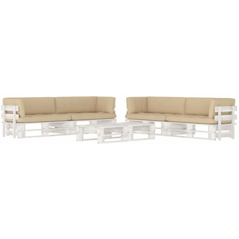 

Happyshopping - Muebles de palets 6 pzas cojines madera pino impregnada blanco