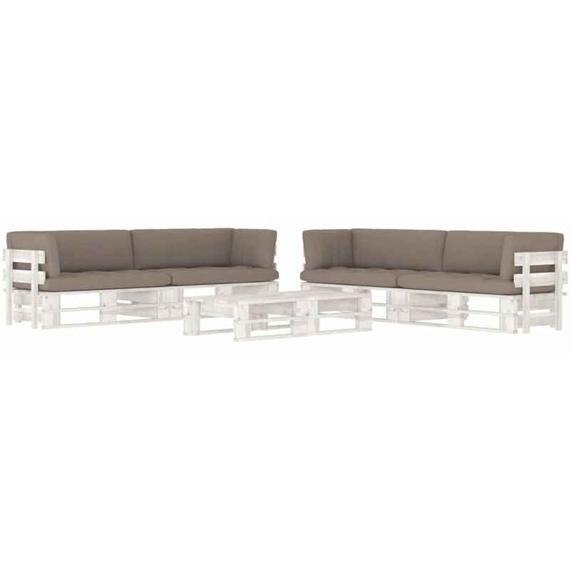 

Happyshopping - Muebles de palets 6 pzas cojines madera pino impregnada blanco