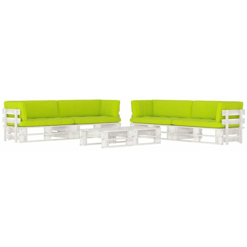 

Happyshopping - Muebles de palets 6 pzas cojines madera pino impregnada blanco
