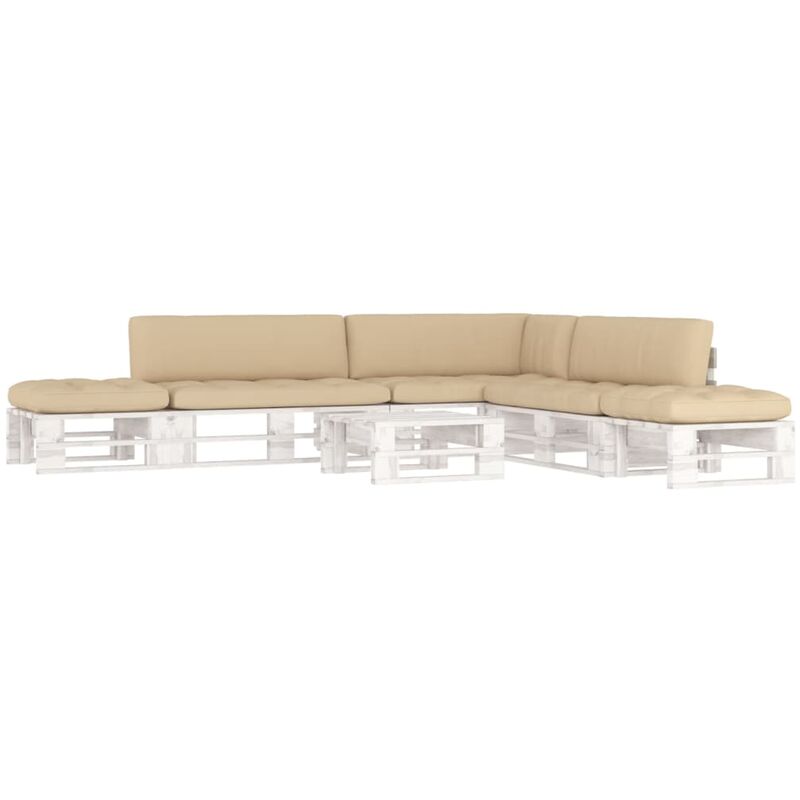 

Muebles de palets 6 pzas cojines madera pino impregnada blanco