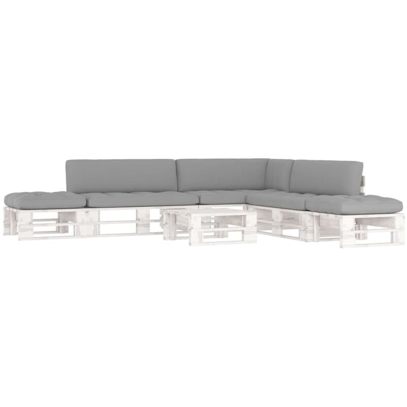 

Muebles de palets 6 pzas cojines madera pino impregnada blanco