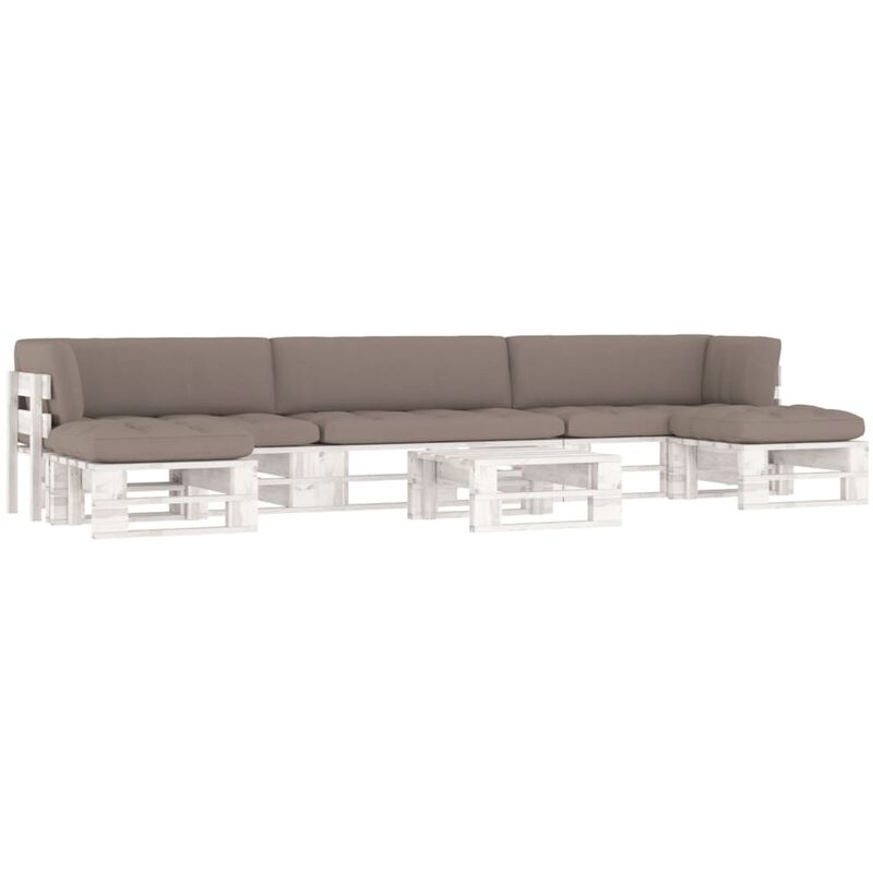 

Muebles de palets 6 pzas cojines madera pino impregnada blanco