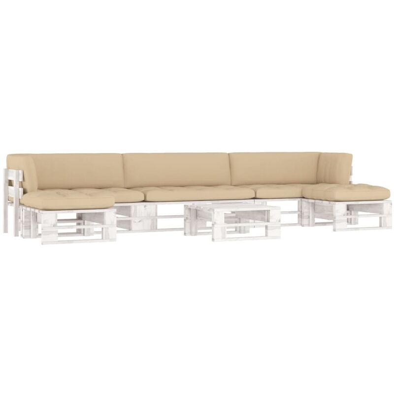 

Muebles de palets 6 pzas cojines madera pino impregnada blanco