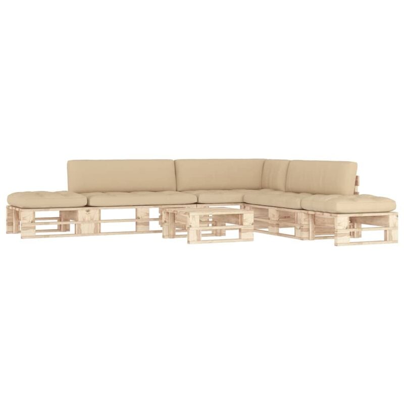 

Muebles de palets 6 pzas con cojines madera pino impregnada
