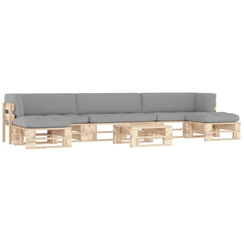 

Muebles de palets 6 pzas con cojines madera pino impregnada