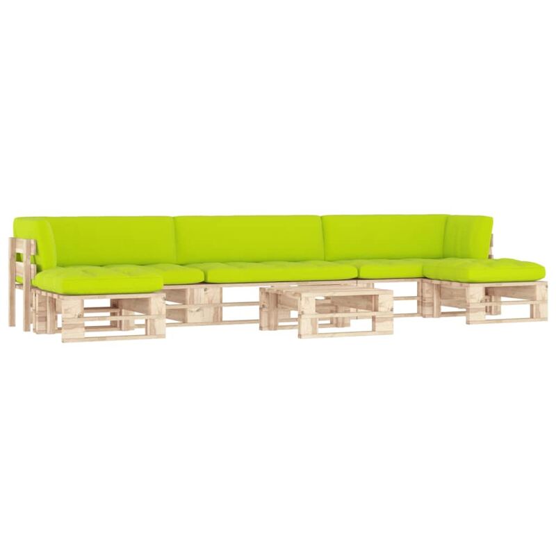

Muebles de palets 6 pzas con cojines madera pino impregnada