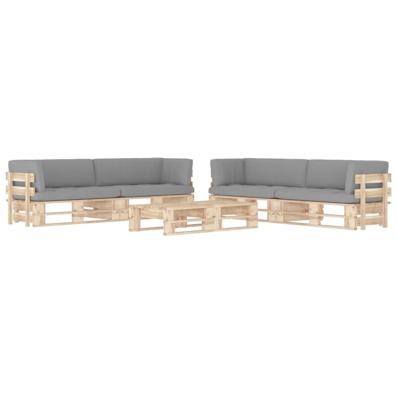 

Muebles de palets 6 pzas con cojines madera pino impregnada