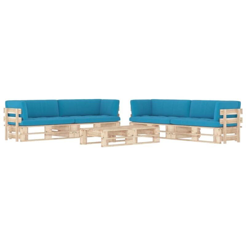 

Muebles de palets 6 pzas con cojines madera pino impregnada