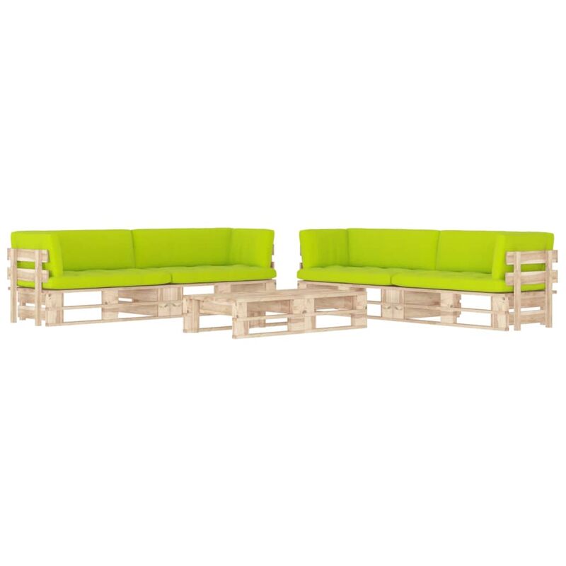 

Muebles de palets 6 pzas con cojines madera pino impregnada