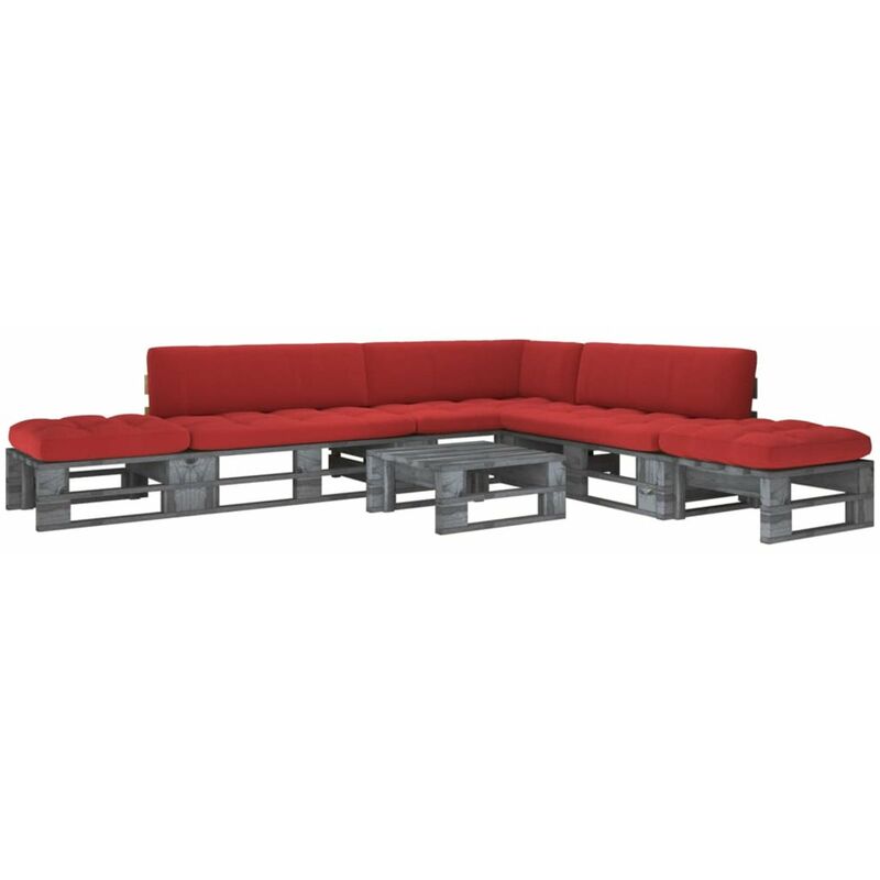 

Happyshopping - Muebles de palets 6 pzas y cojines madera pino impregnada gris