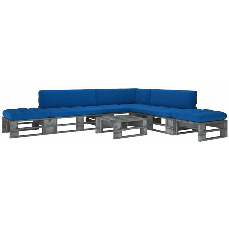 

Happyshopping - Muebles de palets 6 pzas y cojines madera pino impregnada gris