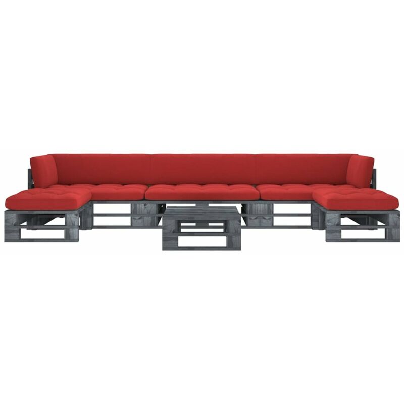 

Happyshopping - Muebles de palets 6 pzas y cojines madera pino impregnada gris