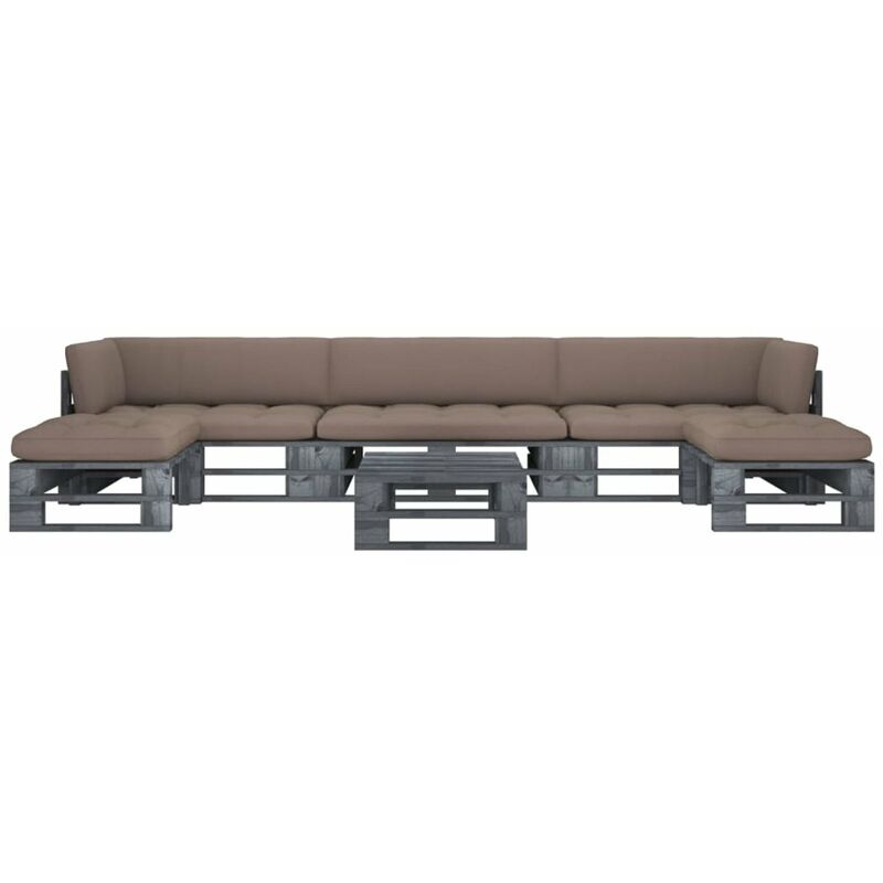 

Happyshopping - Muebles de palets 6 pzas y cojines madera pino impregnada gris