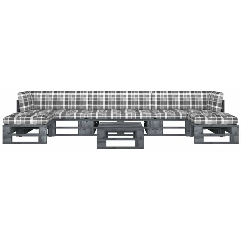 

Happyshopping - Muebles de palets 6 pzas y cojines madera pino impregnada gris