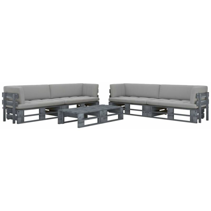

Muebles de palets 6 pzas y cojines madera pino impregnada gris