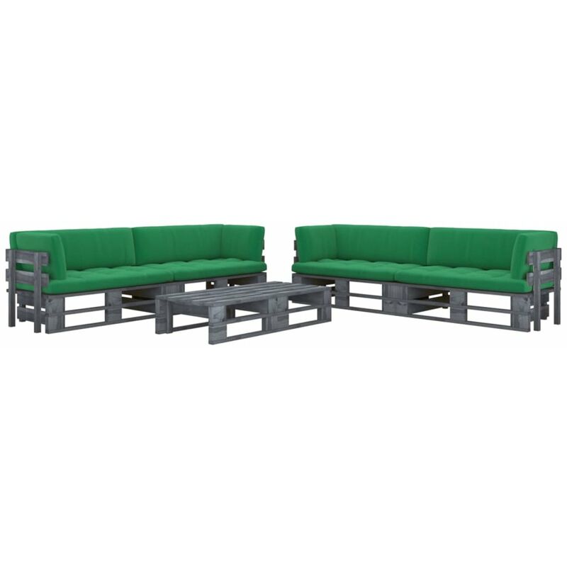 

Muebles de palets 6 pzas y cojines madera pino impregnada gris
