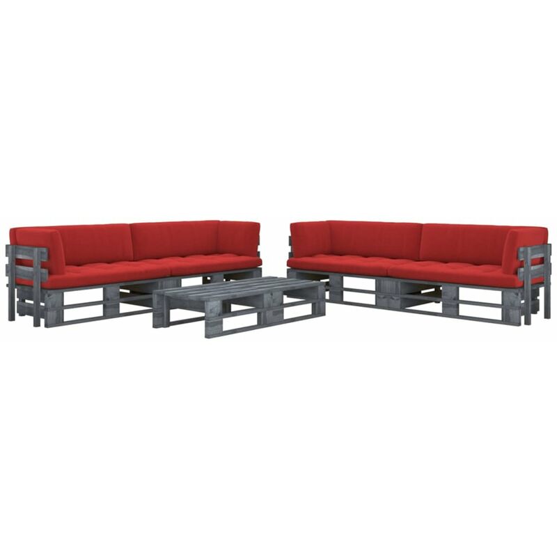 

Happyshopping - Muebles de palets 6 pzas y cojines madera pino impregnada gris