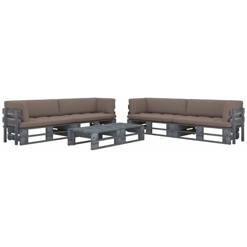 

Happyshopping - Muebles de palets 6 pzas y cojines madera pino impregnada gris