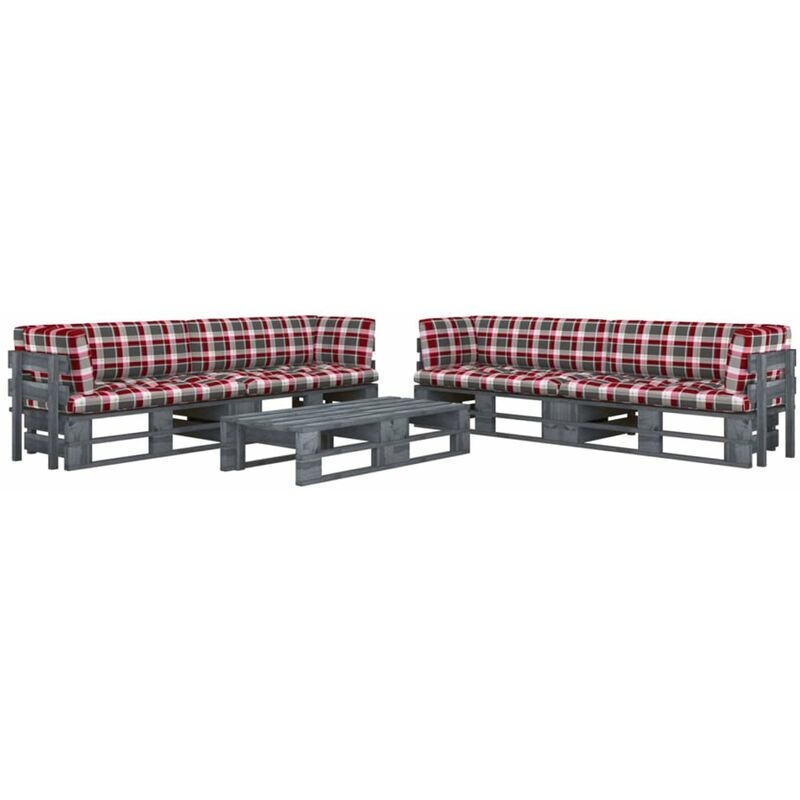 

Happyshopping - Muebles de palets 6 pzas y cojines madera pino impregnada gris