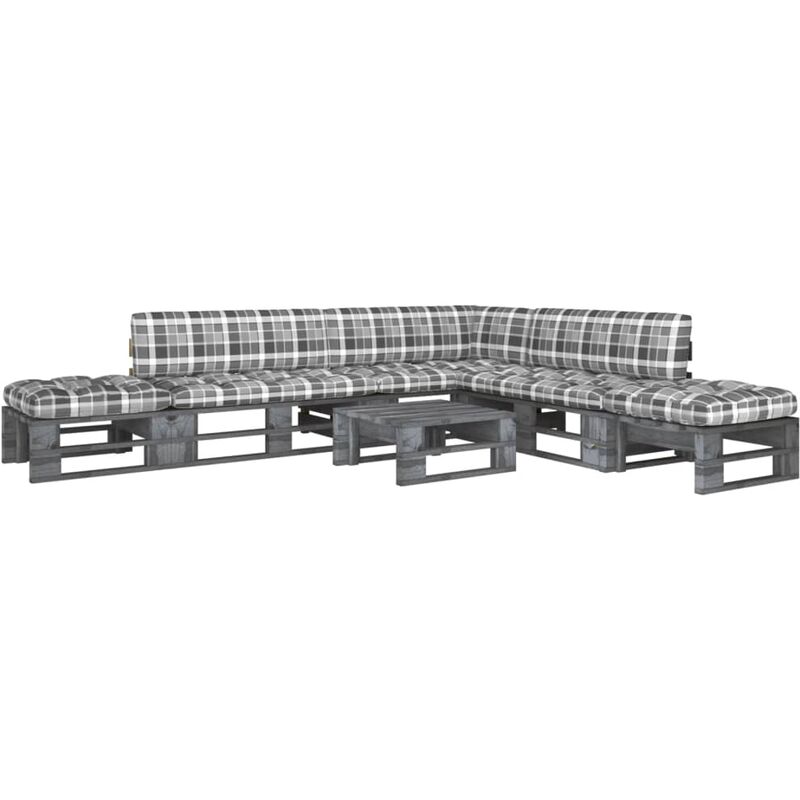 

Muebles de palets 6 pzas y cojines madera pino impregnada gris