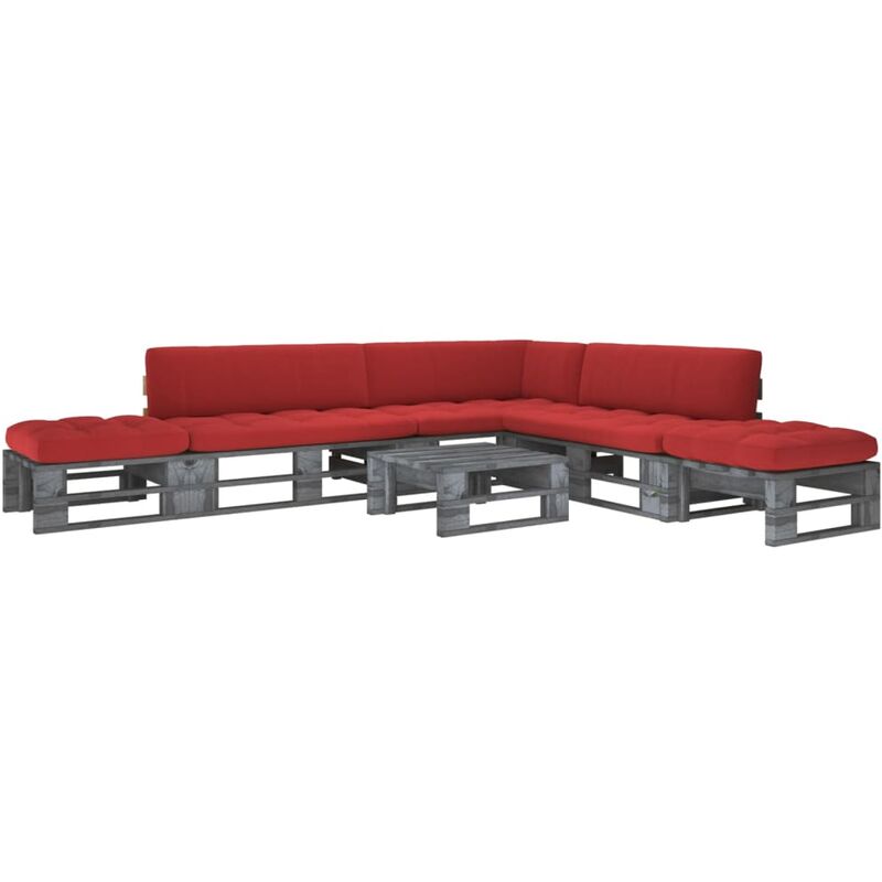 

Muebles de palets 6 pzas y cojines madera pino impregnada gris