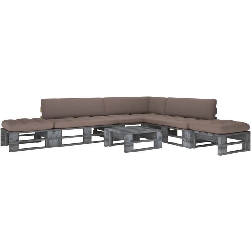 

Muebles de palets 6 pzas y cojines madera pino impregnada gris