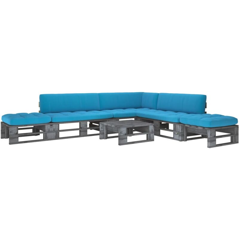 

Muebles de palets 6 pzas y cojines madera pino impregnada gris