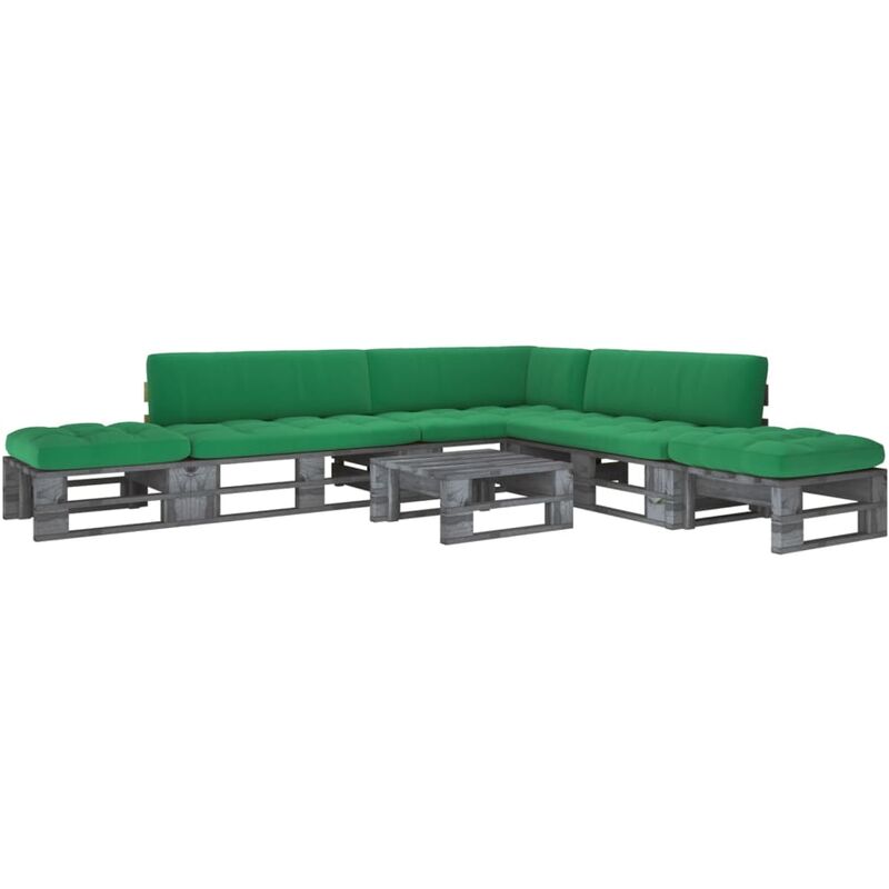 

Muebles de palets 6 pzas y cojines madera pino impregnada gris