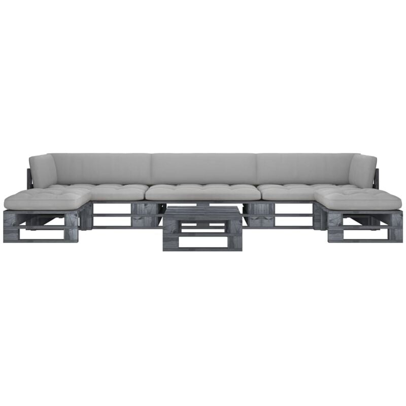 

Muebles de palets 6 pzas y cojines madera pino impregnada gris