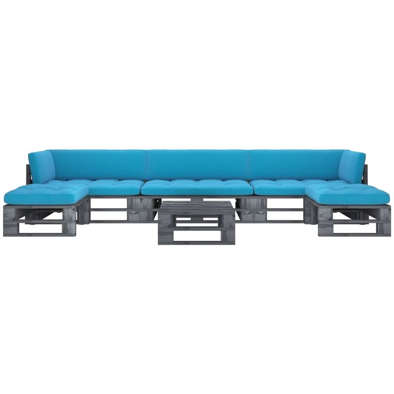 

Muebles de palets 6 pzas y cojines madera pino impregnada gris