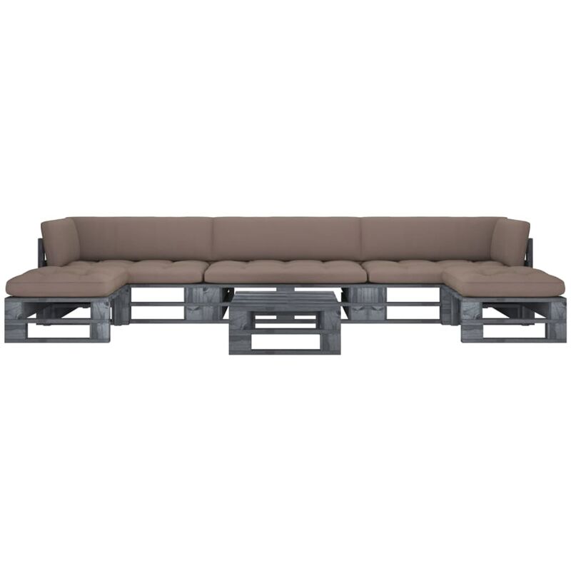 

Muebles de palets 6 pzas y cojines madera pino impregnada gris