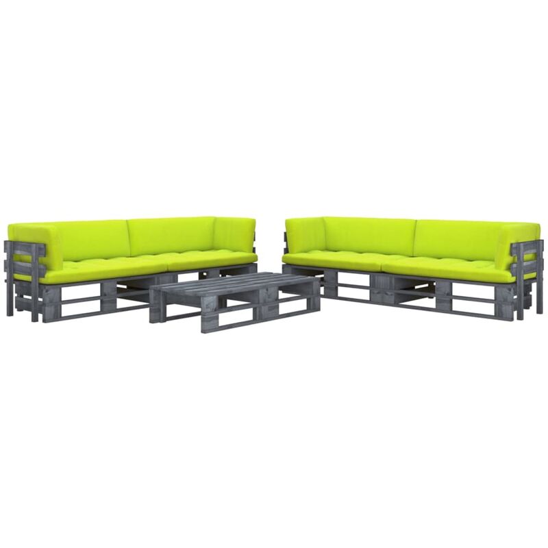 

Muebles de palets 6 pzas y cojines madera pino impregnada gris