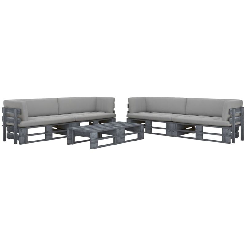 

Muebles de palets 6 pzas y cojines madera pino impregnada gris