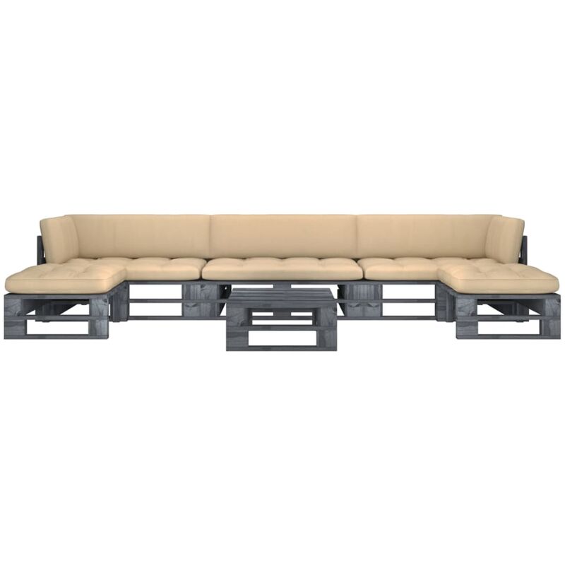 

Muebles de palets 6 pzas y cojines madera pino impregnada gris